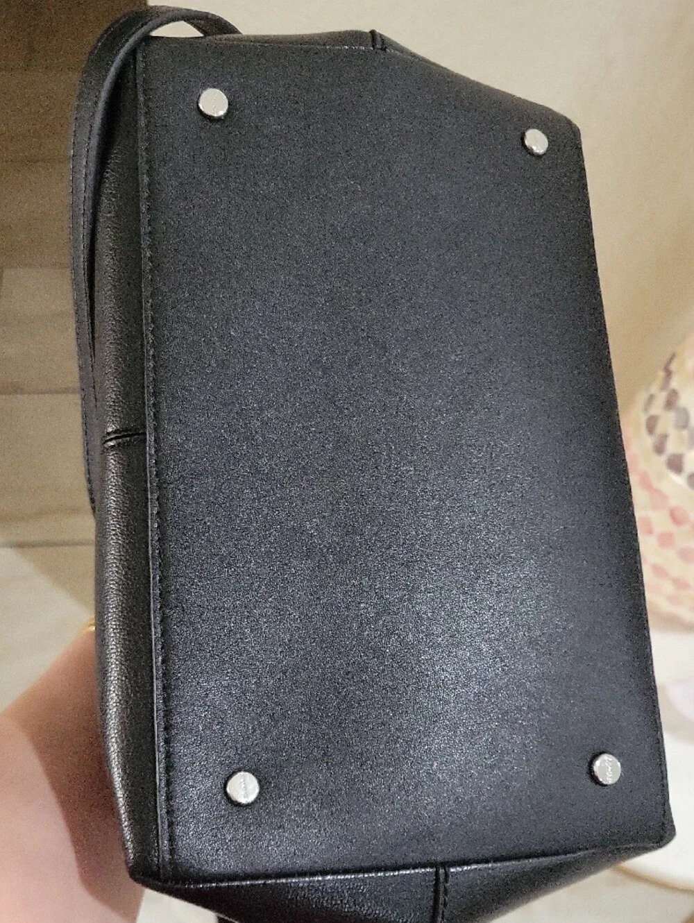 Calvin Klein Black Leather Structured Top-Handle Satchel